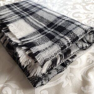 Heritage Print Blanket Scarf. Black White Oversized Plaid Scarf ModCloth Wrap
